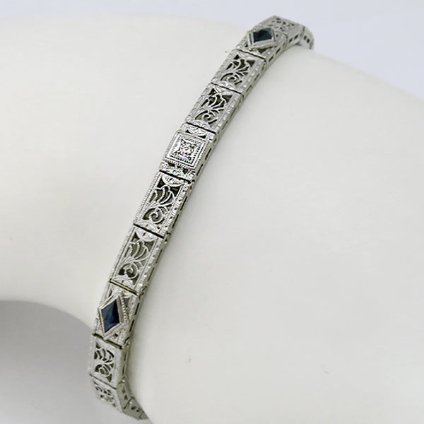Edwardian  Diamond Sapphire Bracelet