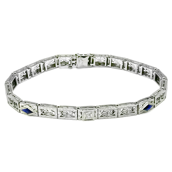 Edwardian  Diamond Sapphire Bracelet