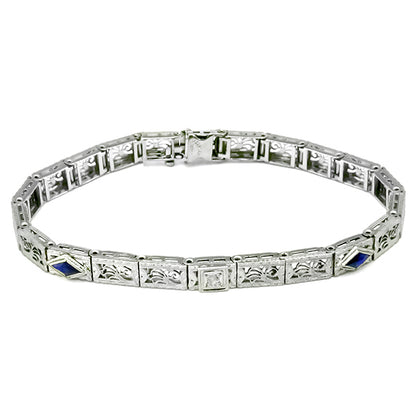 Edwardian  Diamond Sapphire Bracelet