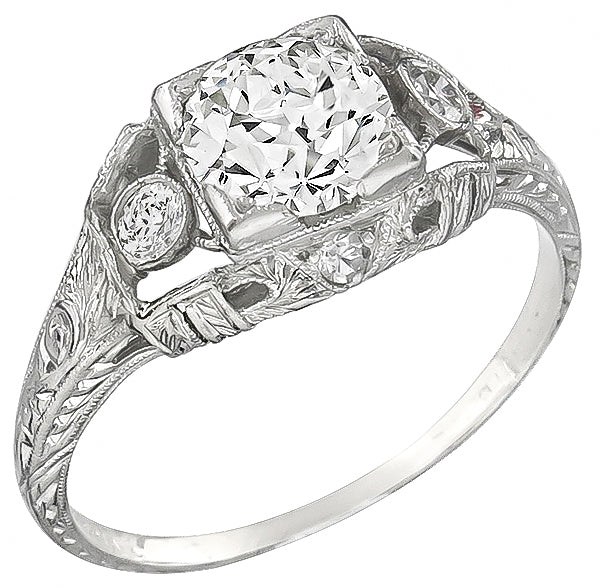 Edwardian EGL 1.00ct Diamond Platinum Engagement Ring