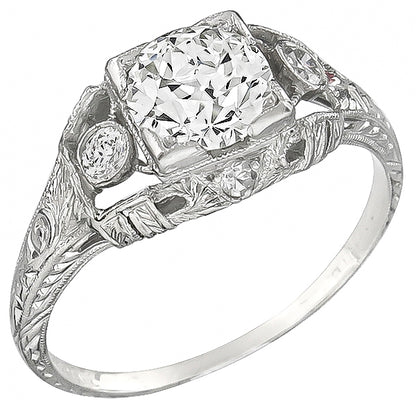 Edwardian EGL 1.00ct Diamond Platinum Engagement Ring