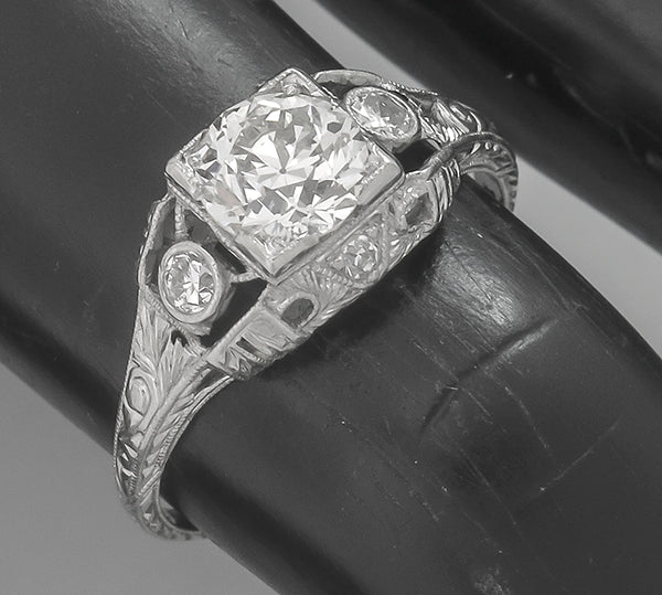 Edwardian EGL 1.00ct Diamond Platinum Engagement Ring