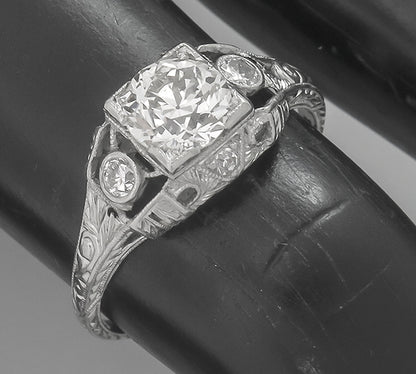 Edwardian EGL 1.00ct Diamond Platinum Engagement Ring