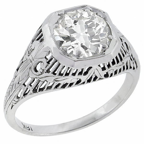 Edwardian EGL 1.29ct Diamond Gold Engagement Ring