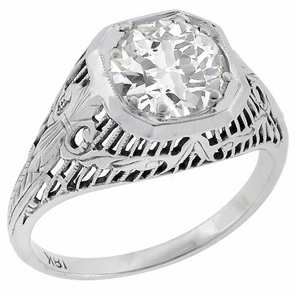 Edwardian EGL 1.29ct Diamond Gold Engagement Ring