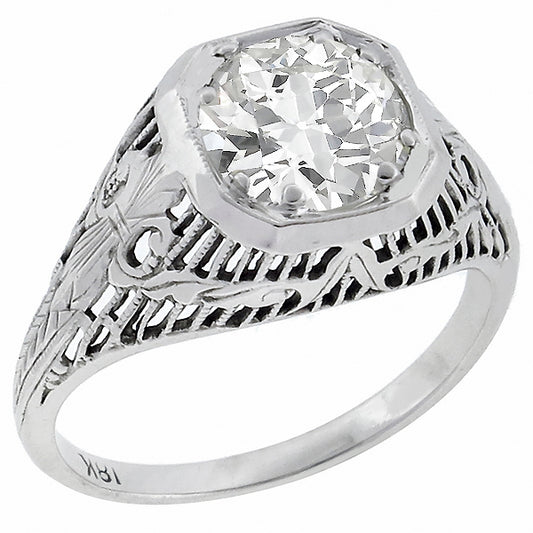 Edwardian EGL 1.29ct Diamond Gold Engagement Ring