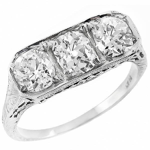 Edwardian    EGL Certfified Diamond Platinum Anniversary Ring