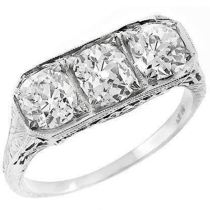 Edwardian    EGL Certfified Diamond Platinum Anniversary Ring