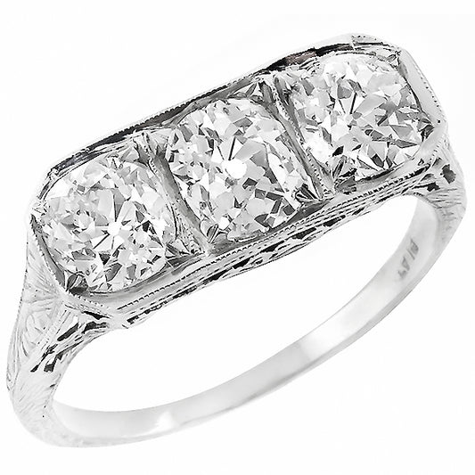 Edwardian    EGL Certfified Diamond Platinum Anniversary Ring