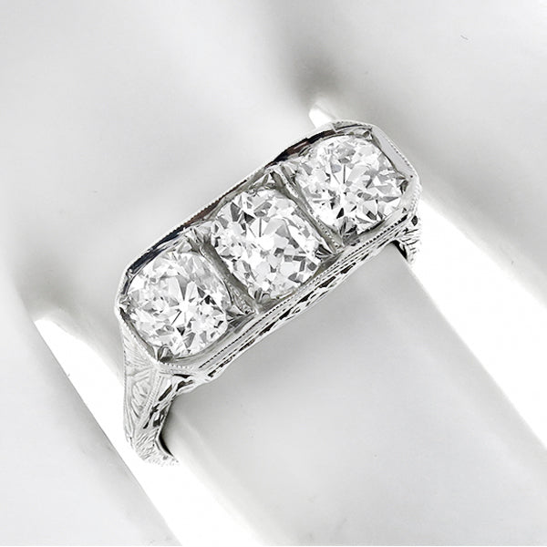 Edwardian    EGL Certfified Diamond Platinum Anniversary Ring