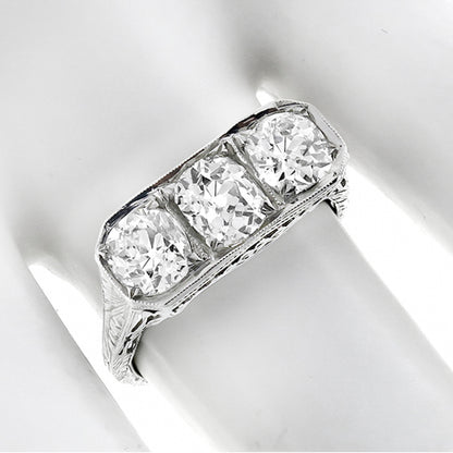 Edwardian    EGL Certfified Diamond Platinum Anniversary Ring