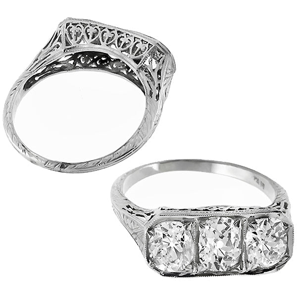 Edwardian    EGL Certfified Diamond Platinum Anniversary Ring