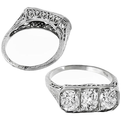 Edwardian    EGL Certfified Diamond Platinum Anniversary Ring