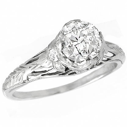 Edwardian EGL Certified 1.29ct Diamond Engagement Ring