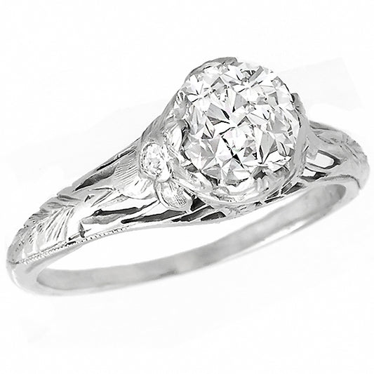 Edwardian EGL Certified 1.29ct Diamond Engagement Ring