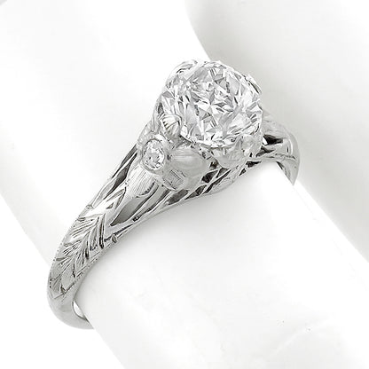 Edwardian EGL Certified 1.29ct Diamond Engagement Ring