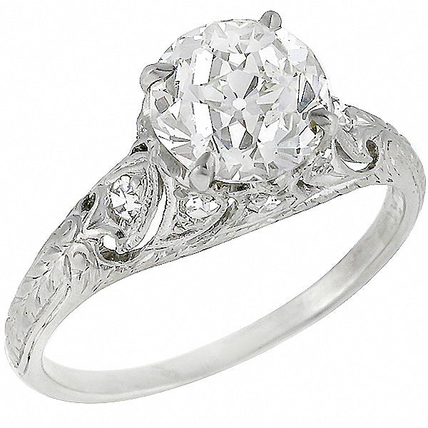 Edwardian EGL Certified 1.55ct Diamond Platinum Engagement Ring