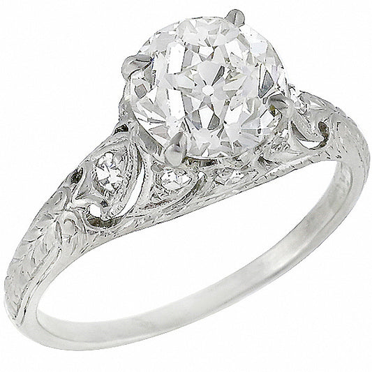Edwardian EGL Certified 1.55ct Diamond Platinum Engagement Ring