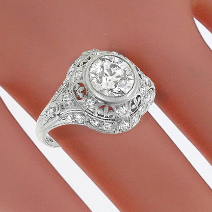 Edwardian  EGL Certified 1.66ct Diamond Engagement Ring