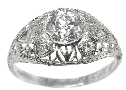 Edwardian EGL Certified I-J VS2 1.09ct Diamond Platinum Engagement Ring