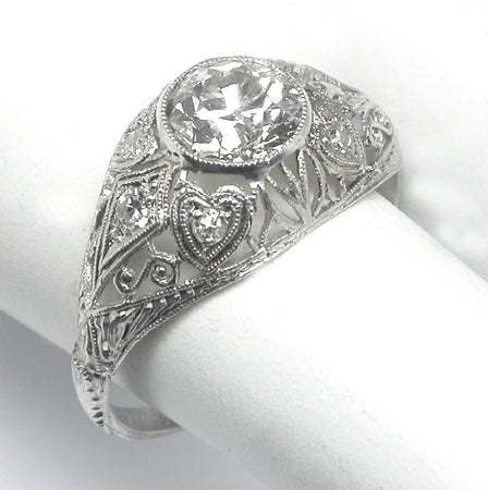 Edwardian EGL Certified I-J VS2 1.09ct Diamond Platinum Engagement Ring