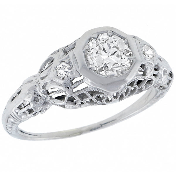 Edwardian GIA Certified 0.56ct Diamond Engagement Ring