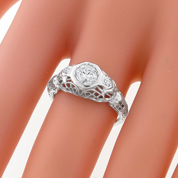 Edwardian GIA Certified 0.56ct Diamond Engagement Ring