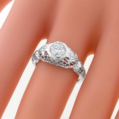 Edwardian GIA Certified 0.56ct Diamond Engagement Ring