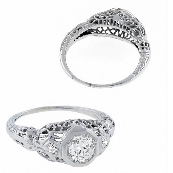 Edwardian GIA Certified 0.56ct Diamond Engagement Ring