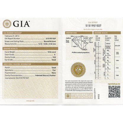 Edwardian GIA Certified 0.56ct Diamond Engagement Ring