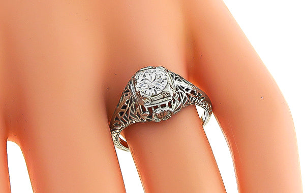 Edwardian GIA Certified 0.64ct Diamond Engagement Ring