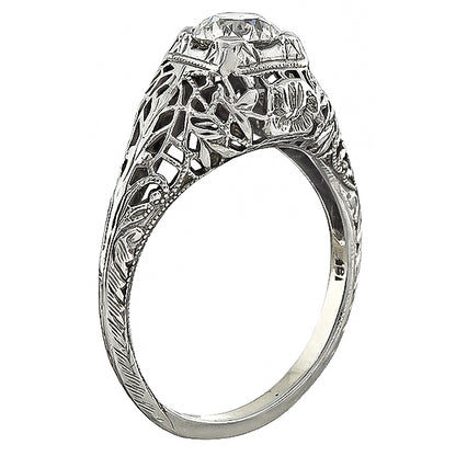 Edwardian GIA Certified 0.64ct Diamond Engagement Ring