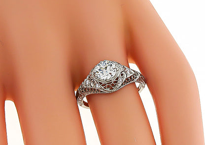 Edwardian GIA Certified 0.67ct Diamond Engagement Ring