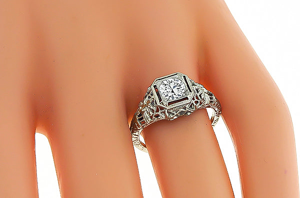 Edwardian GIA Certified 0.72ct Diamond Engagement Ring