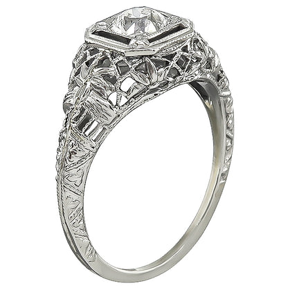 Edwardian GIA Certified 0.72ct Diamond Engagement Ring