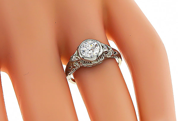 Edwardian GIA Certified 0.84ct Diamond Engagement Ring