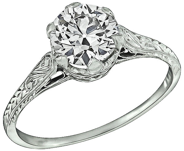 Edwardian GIA Certified 0.96ct Diamond Engagement Ring