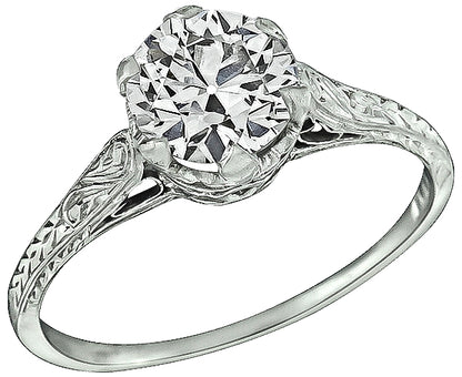 Edwardian GIA Certified 0.96ct Diamond Engagement Ring