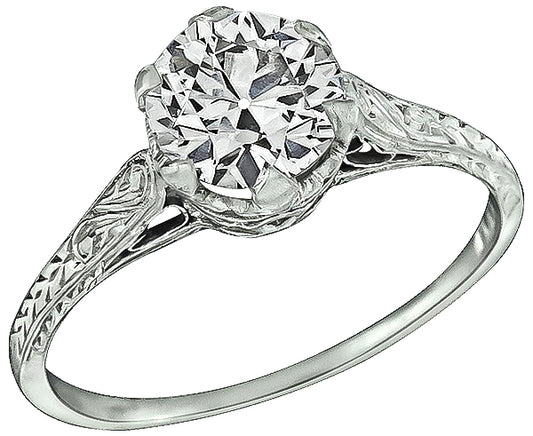 Edwardian GIA Certified 0.96ct Diamond Engagement Ring