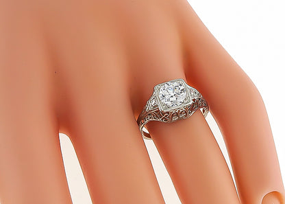 Edwardian GIA Certified 1.00ct Diamond Engagement Ring