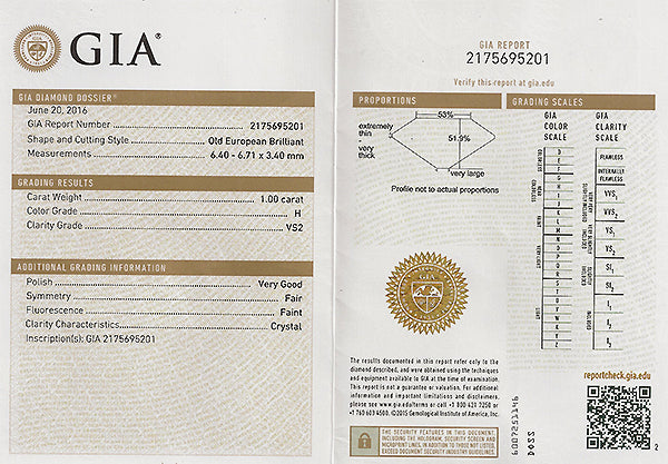 Edwardian GIA Certified 1.00ct Diamond Engagement Ring