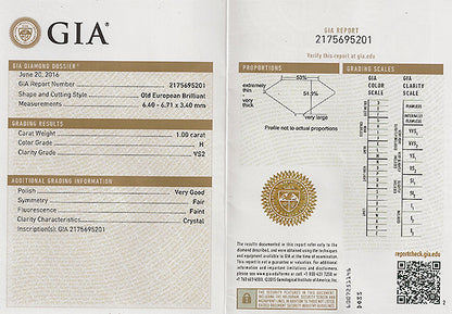 Edwardian GIA Certified 1.00ct Diamond Engagement Ring