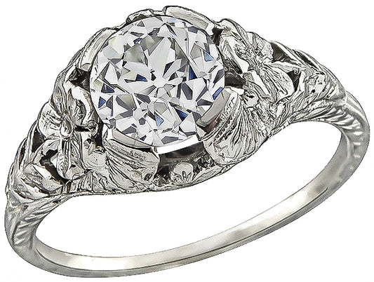 Edwardian GIA Certified 1.19ct Diamond Engagement Ring