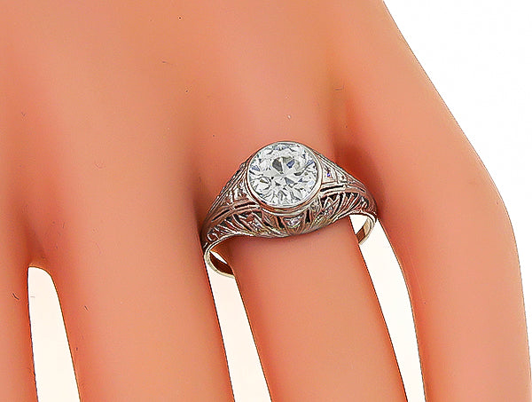 Edwardian GIA Certified 1.42ct Diamond Engagement Ring