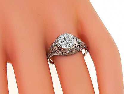 Edwardian GIA Certified 1.42ct Diamond Engagement Ring