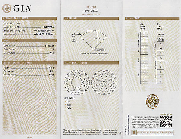 Edwardian GIA Certified 1.42ct Diamond Engagement Ring
