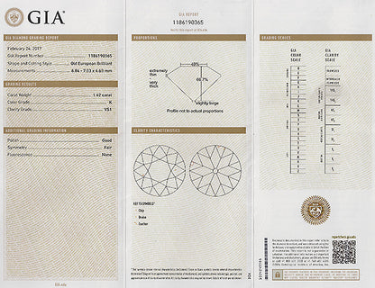 Edwardian GIA Certified 1.42ct Diamond Engagement Ring