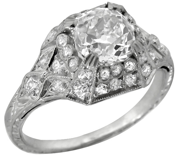 Edwardian GIA I VS1 1.21ct Diamond Platinum Engagement Ring