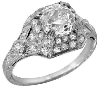 Edwardian GIA I VS1 1.21ct Diamond Platinum Engagement Ring