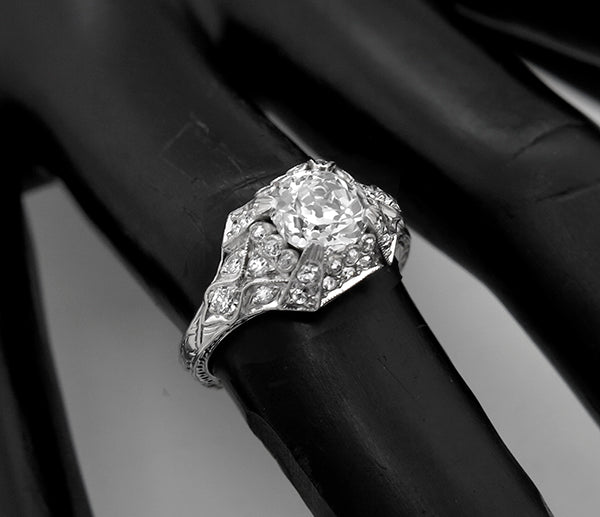Edwardian GIA I VS1 1.21ct Diamond Platinum Engagement Ring